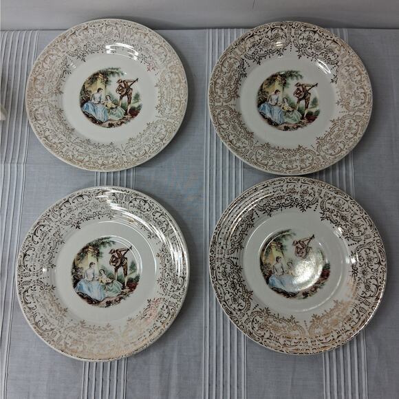 Set of 4 American Limoges Triumph China D'OR IT-S284 Teacup & Saucer Sets 22K - Picture 10 of 15